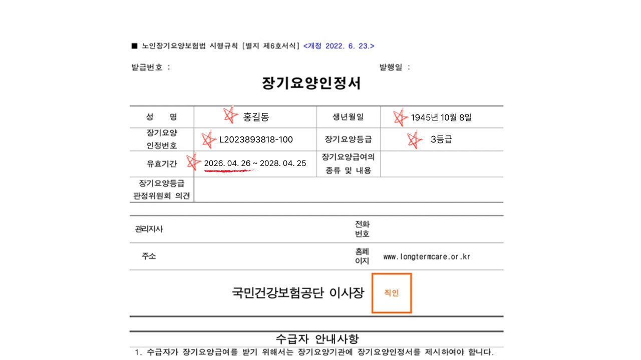 장기요양인정서 샘플